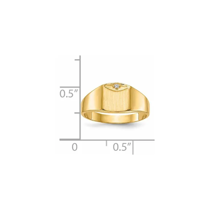 Rings Goldiacom 14K Yellow Gold 80x70mm Closed Back AA Real Diamond Signet Ring