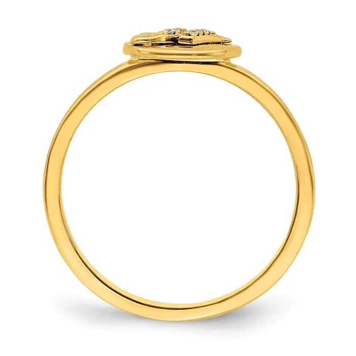 Rings Goldiacom 14K Yellow Gold Real Diamond Initial H Ring