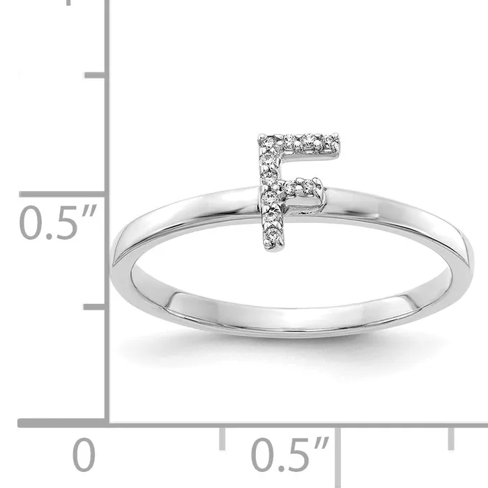 Rings Goldia Solid 14k White Gold Simulated CZ Initial F Ring