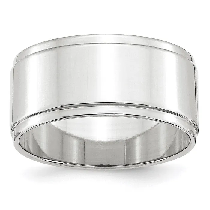 Rings Goldia Solid 18K White Gold 10mm Flat with Step Edge MensWomens Wedding Band Ring Size 9 Rings Goldia Solid 18K White Gold 10mm Flat with Step Edge MensWomens Wedding Band Ring Size 9
