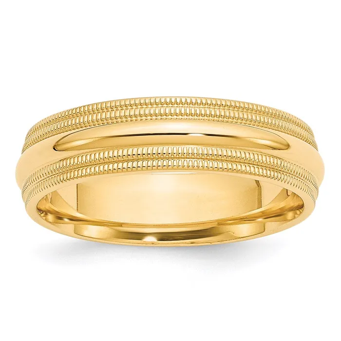 Rings Goldia Solid 18K Yellow Gold 6mm Double Milgrain Comfort Fit MensWomens Wedding Band Ring Size 12 Rings Goldia Solid 18K Yellow Gold 6mm Double Milgrain Comfort Fit MensWomens Wedding Band Ring Size 12