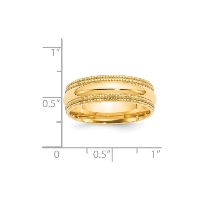 Rings Goldia Solid 18K Yellow Gold 7mm Double Milgrain Comfort Fit MensWomens Wedding Band Ring Size 4 Rings Goldia Solid 18K Yellow Gold 7mm Double Milgrain Comfort Fit MensWomens Wedding Band Ring Size 4