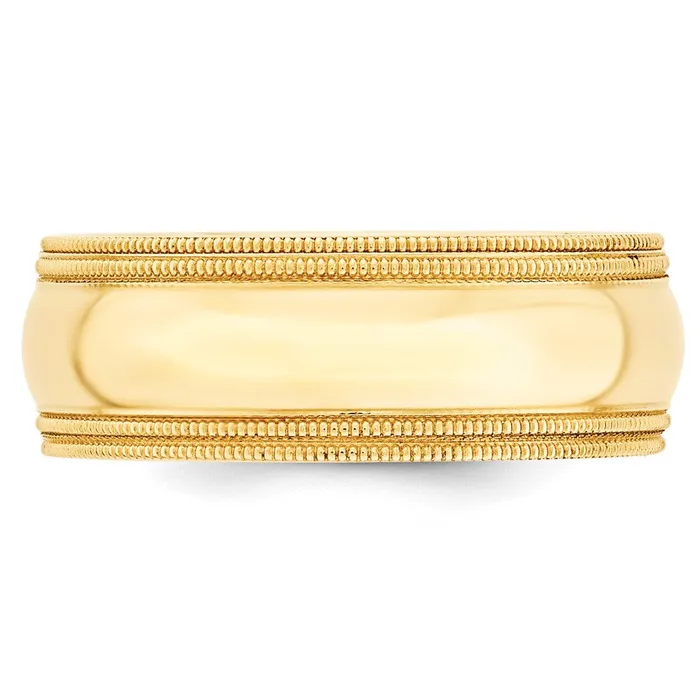 Rings Goldia Solid 18K Yellow Gold 8mm Double Milgrain Comfort Fit MensWomens Wedding Band Ring Size 95 Rings Goldia Solid 18K Yellow Gold 8mm Double Milgrain Comfort Fit MensWomens Wedding Band Ring Size 95