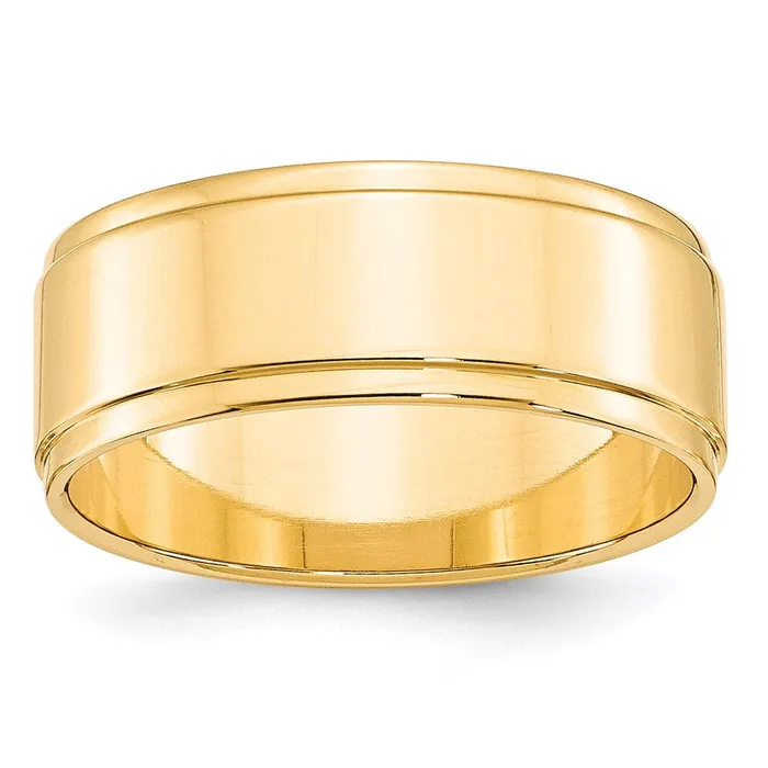 Rings Goldia Solid 18K Yellow Gold 8mm Flat with Step Edge MensWomens Wedding Band Ring Size 5 Rings Goldia Solid 18K Yellow Gold 8mm Flat with Step Edge MensWomens Wedding Band Ring Size 5