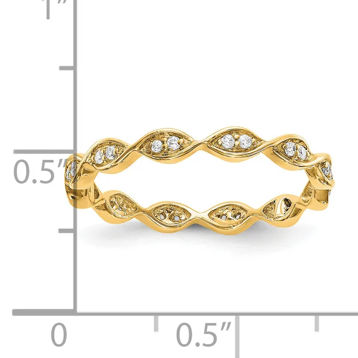 Rings Goldia Solid Real 14k White Polished Round 2CT Double Row CZ Eternity Wedding Band Ring