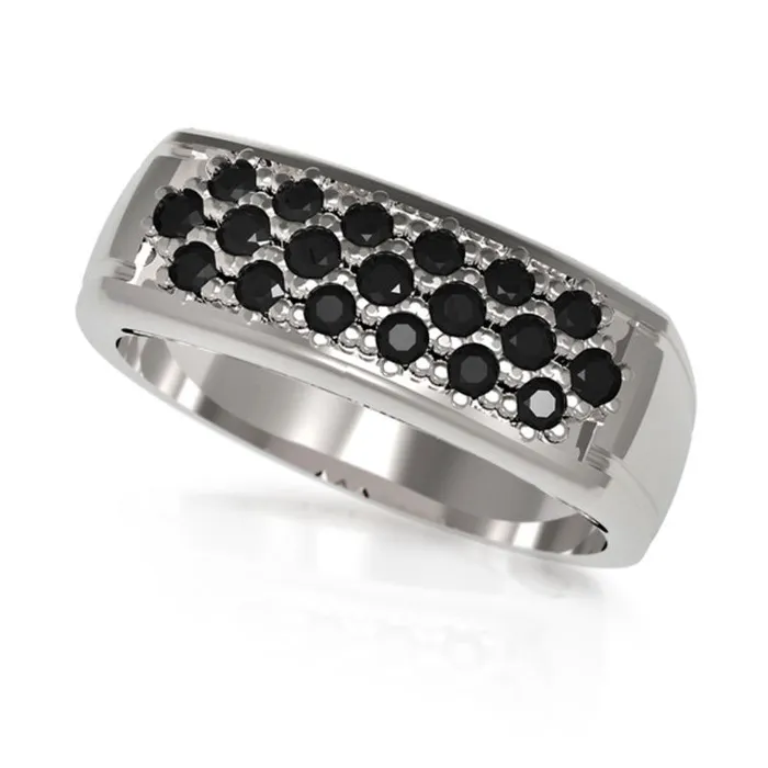 Rings Mens 025 CT TW Enhanced Black Natural Diamond Wedding Band in Solid 10K White Gold Goldia