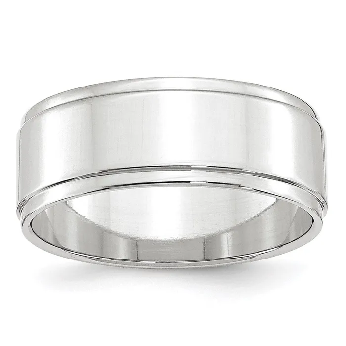 Rings Solid 10K White Gold 8mm Flat with Step Edge MensWomens Wedding Band Ring Size 125 Goldia Rings Solid 10K White Gold 8mm Flat with Step Edge MensWomens Wedding Band Ring Size 125 Goldia