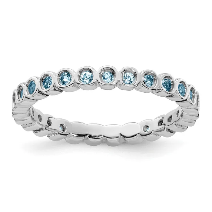 Rings Sterling Silver Stackable Expressions Aquamarine Ring Goldia