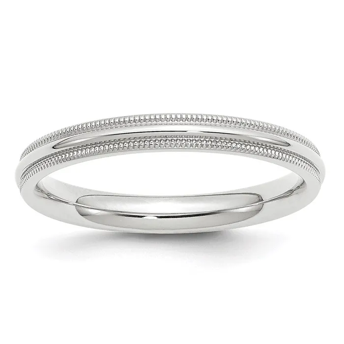 Solid 14K White Gold 3mm Milgrain Comfort Fit MensWomens Wedding Band Ring Size 65 Goldia Rings Solid 14K White Gold 3mm Milgrain Comfort Fit MensWomens Wedding Band Ring Size 65 Goldia Rings