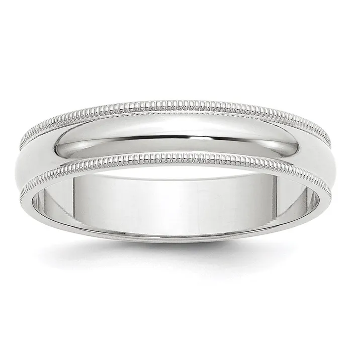Solid 14K White Gold 5mm Milgrain Half Round MensWomens Wedding Band Ring Size 135 Goldia Rings Solid 14K White Gold 5mm Milgrain Half Round MensWomens Wedding Band Ring Size 135 Goldia Rings