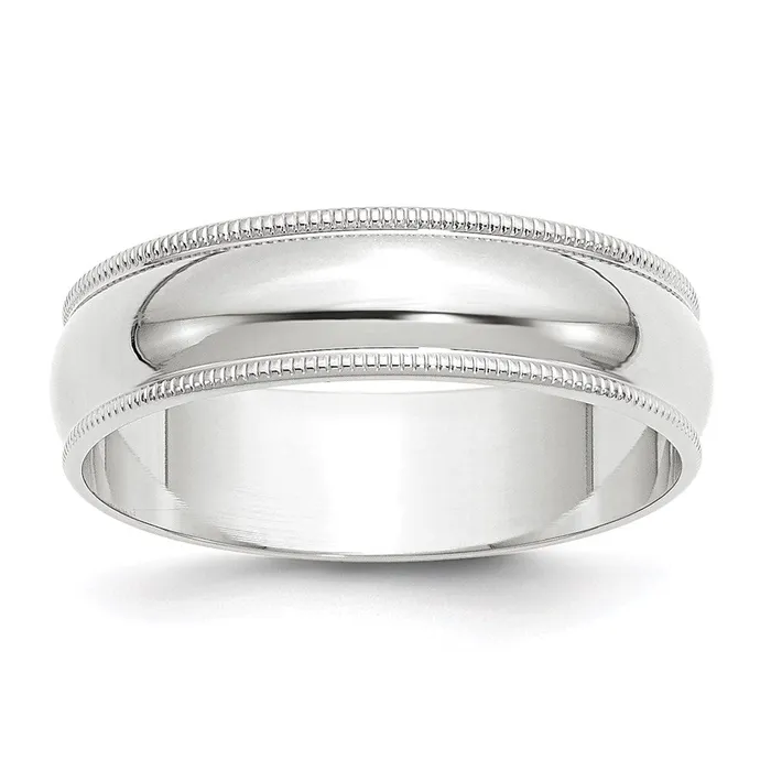 Solid 14K White Gold 6mm Light Weight Milgrain Half Round MensWomens Wedding Band Ring Size 105 Goldia Rings Solid 14K White Gold 6mm Light Weight Milgrain Half Round MensWomens Wedding Band Ring Size 105 Goldia Rings