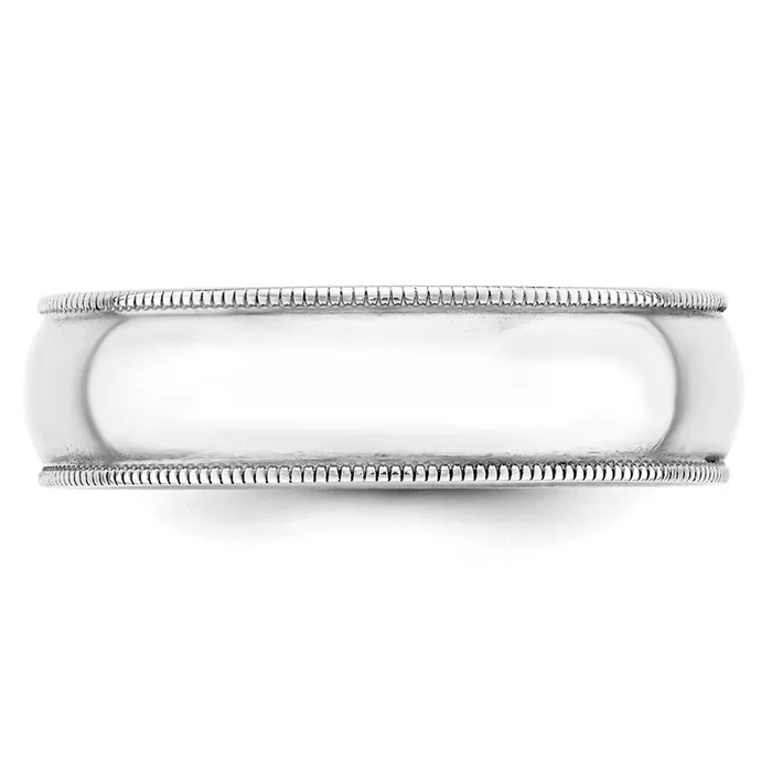 Solid 14K White Gold 6mm Light Weight Milgrain Half Round MensWomens Wedding Band Ring Size 105 Goldia Rings Solid 14K White Gold 6mm Light Weight Milgrain Half Round MensWomens Wedding Band Ring Size 105 Goldia Rings