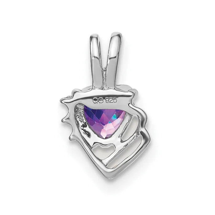 Solid 14k White Gold Simulated Amethyst and CZ Pendant Goldia Necklaces