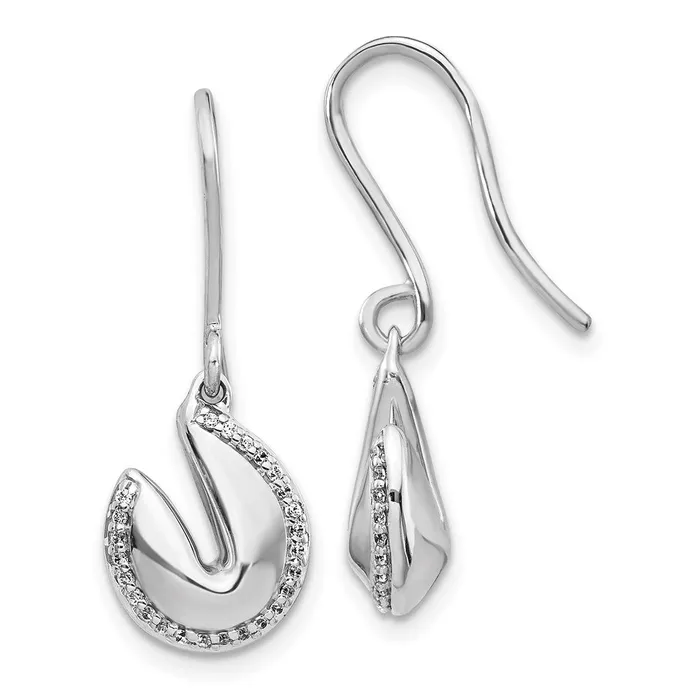 Solid 14k White Gold Simulated CZ Fortune CooKie Earrings Goldia Earrings Solid 14k White Gold Simulated CZ Fortune CooKie Earrings Goldia Earrings