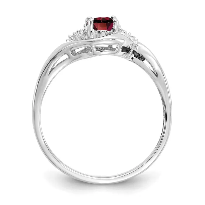 Solid 14k White Gold Simulated Garnet and CZ Ring Goldia Rings