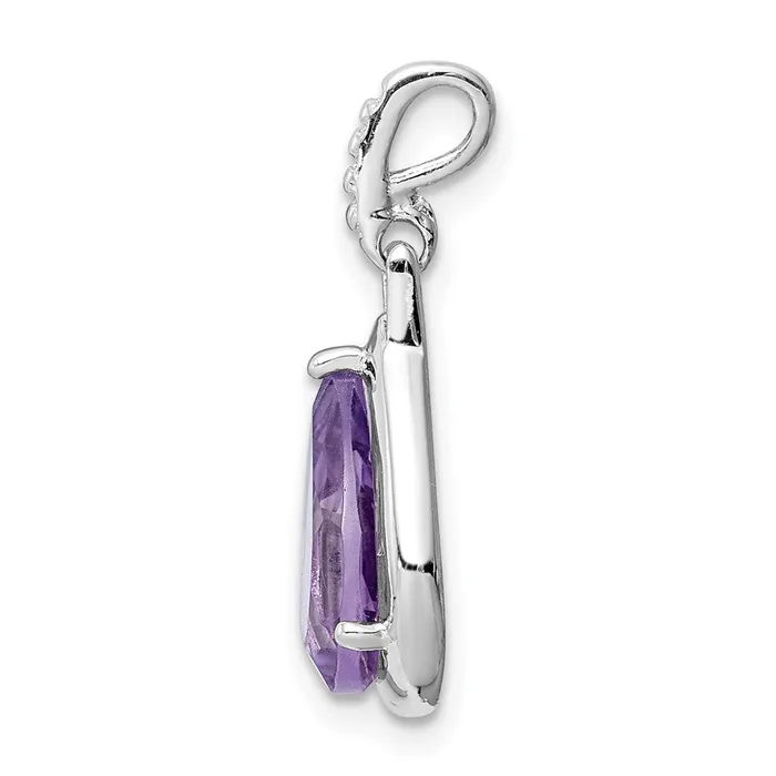 Sterling Silver Rhodiumplated Amethyst Teardrop Pendant Goldia Necklaces